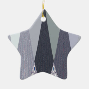 Ash Grey Chevron Dots Art Print Ceramic Tree Decoration