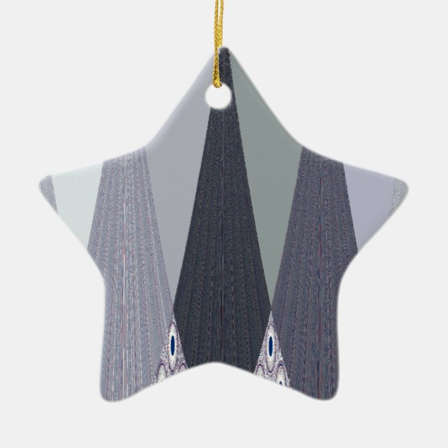 Ash Grey Chevron Dots Art Print Ceramic Tree Decoration (Front)