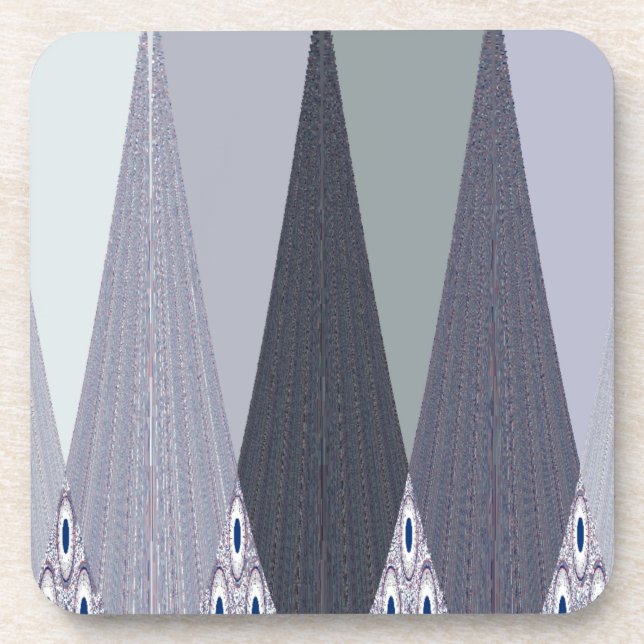 Ash Grey Chevron Dots Art Print Coaster (Front)