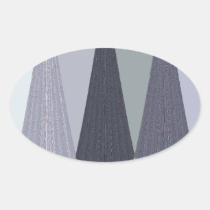 Ash Grey Chevron Dots Art Print Oval Sticker