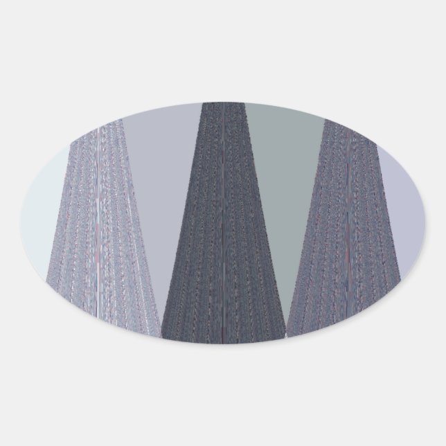 Ash Grey Chevron Dots Art Print Oval Sticker (Front)