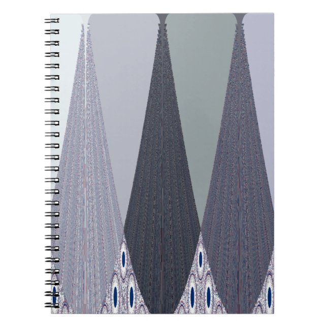 Ash Grey Chevron Dots Art Print Spiral Notebook (Front)
