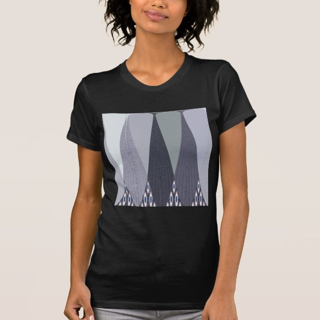 Ash Grey Chevron Dots Art Print T-Shirt (Front)