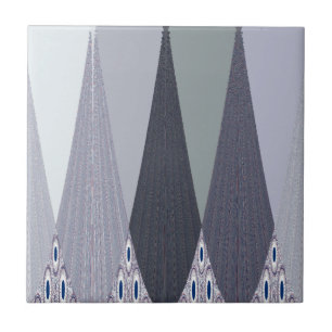 Ash Grey Chevron Dots Art Print Tile