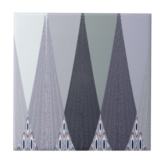 Ash Grey Chevron Dots Art Print Tile (Front)