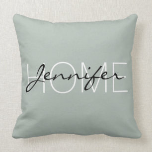 Ash grey colour home monogram cushion