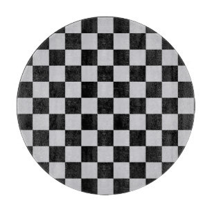 Ash Grey Grey Chequered Pattern Design Cutting Board