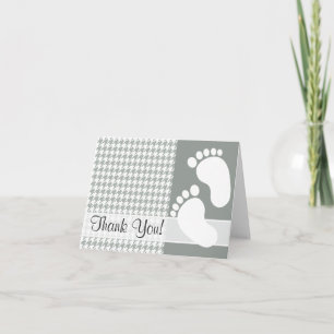 Ash Grey; Grey Houndstooth Thank You Card