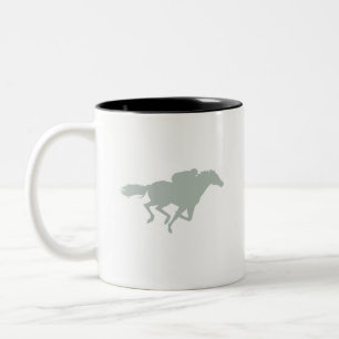 Ash Grey Horse Racing Two-Tone Coffee Mug