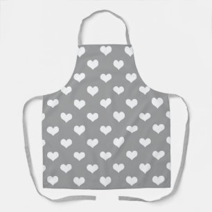 Ash Grey Love Heart Pattern Design Apron