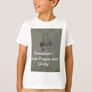 Ash Grey: Lovely Freedom Peace and Unity T-Shirt