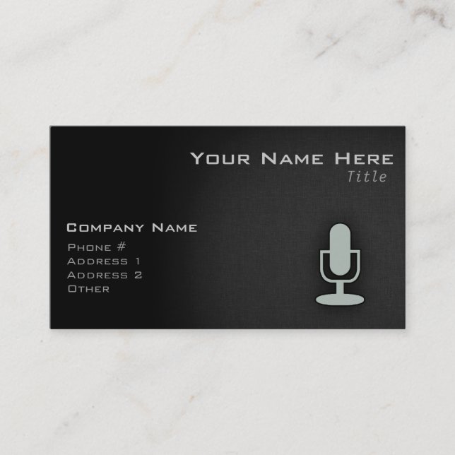 Ash Grey Microphone Business Card (Front)