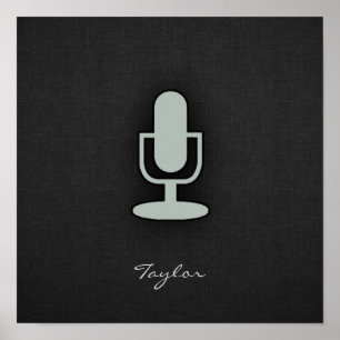 Ash Grey Microphone Poster