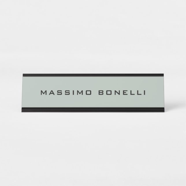 Ash Grey Minimalist Plain Legible Modern Desk Name Plate (Front)