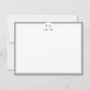 Ash Grey Monogram Initials Couple Custom Wedding Card