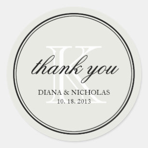 Ash grey personalised thank you wedding favour classic round sticker