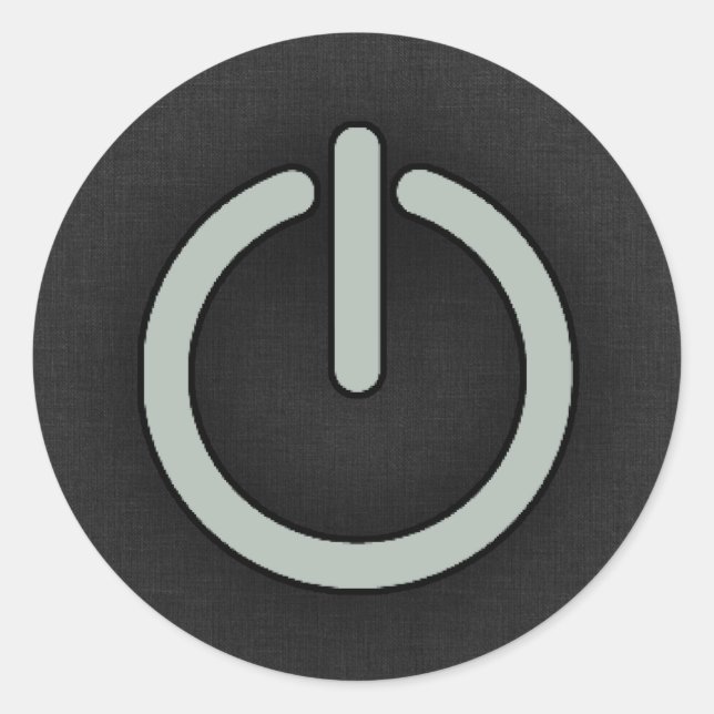 Ash Grey Power Button Classic Round Sticker (Front)
