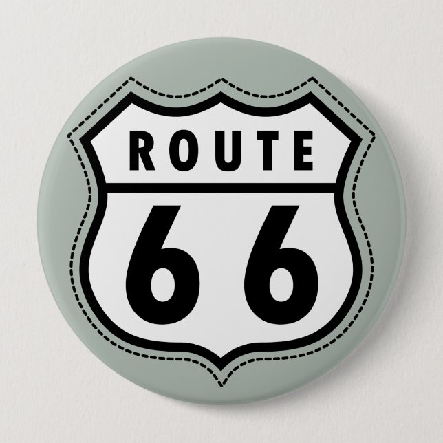 Ash Grey Route 66 Road sign 10 Cm Round Badge (Front)