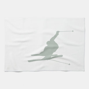 Ash Grey Snow Ski Tea Towel