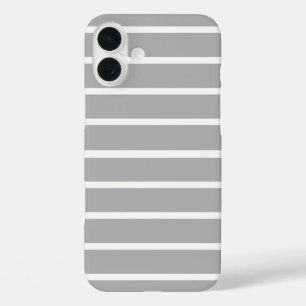 Ash Grey Stripes Design iPhone 16 Plus Case