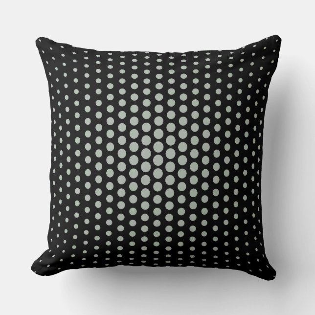 Ash grey Techno Dots Modern Black Cushion (Front)
