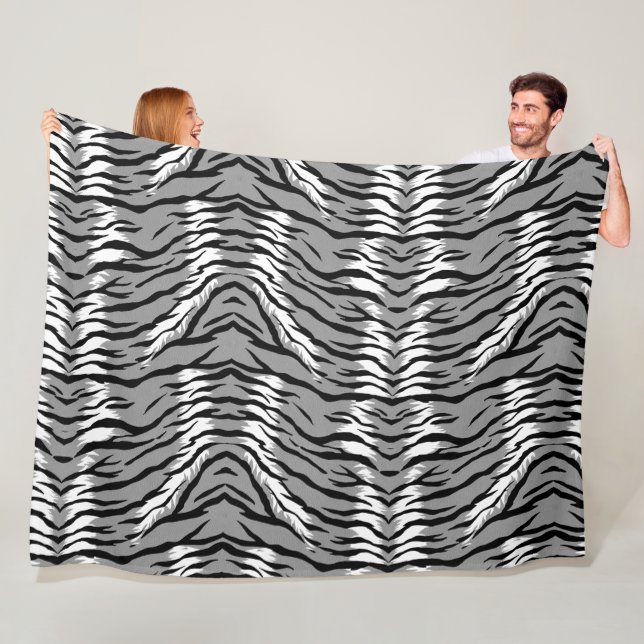 Ash Grey Tiger Skin Pattern Design  Fleece Blanket (In Situ)