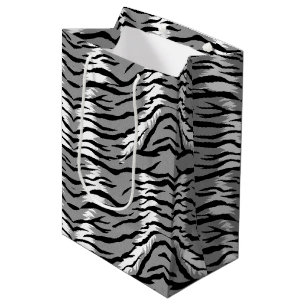 Ash Grey Tiger Skin Pattern Design Medium Gift Bag