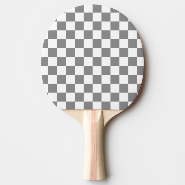Ash Grey White Chequered Check Pattern Ping Pong Paddle (Front)