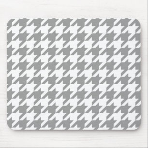 Ash Grey white Houndstooth Check Mouse Pad