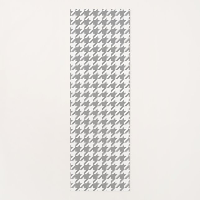Ash Grey white Houndstooth Check Yoga Mat (Front)