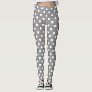 Ash Grey White Polka Dots Design Leggings
