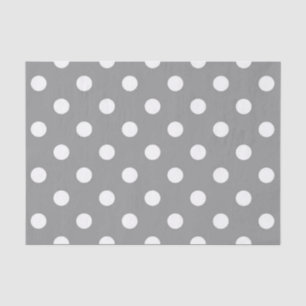 Ash Grey White Polka Dots Design Tissue Paper