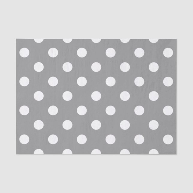Ash Grey White Polka Dots Design Tissue Paper (Front)