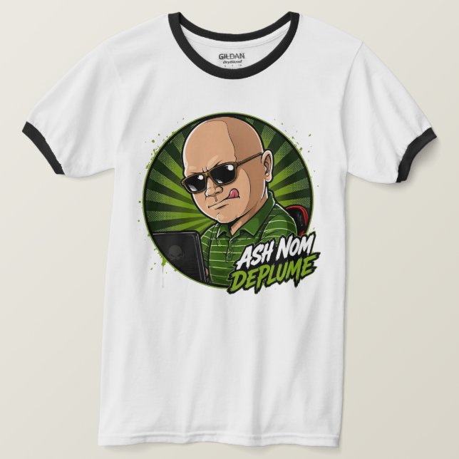 Ash Nom DePlume Ringer T-Shirt (Design Front)
