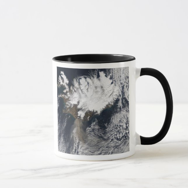 Ash plume from Eyjafjallajokull Volcano, Icelan Mug (Right)