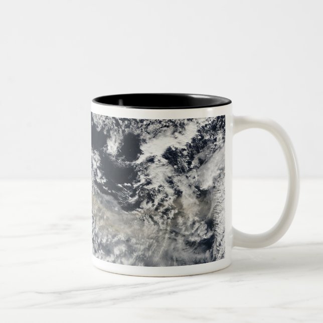 Ash plume from Eyjafjallajokull Volcano Two-Tone Coffee Mug (Right)