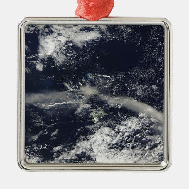 Ash Plume from Soufriere Hills, Montserrat Metal Tree Decoration (Front)