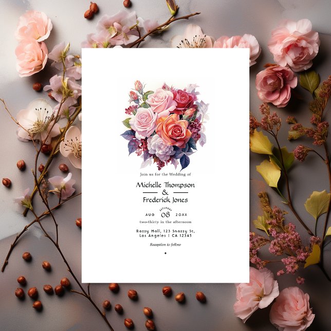 Ash Rose and Spiced Apple Floral Wedding Invitation (Creator Uploaded)
