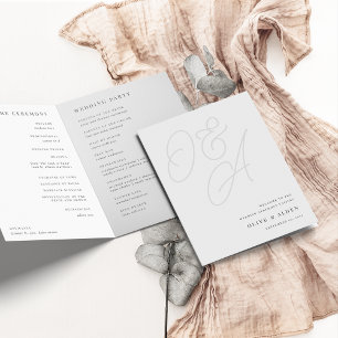 Ash   Script Watermark Monogram Wedding Programme