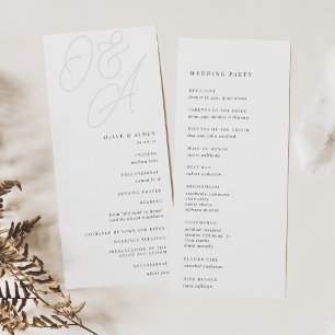 Ash Script Watermark Monogram Wedding Programme