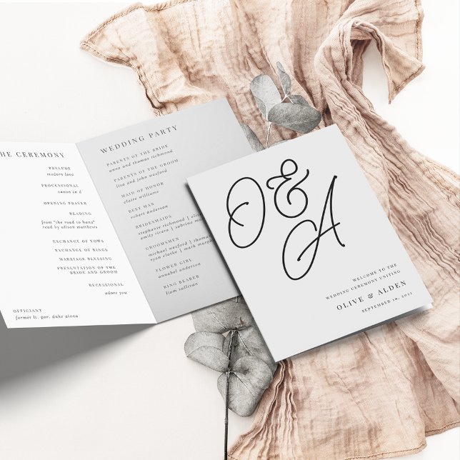 Ash | Script Watermark Monogram Wedding Programme (Creator Uploaded)