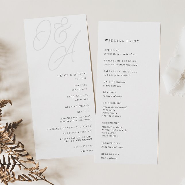 Ash | Script Watermark Monogram Wedding Programme (Creator Uploaded)