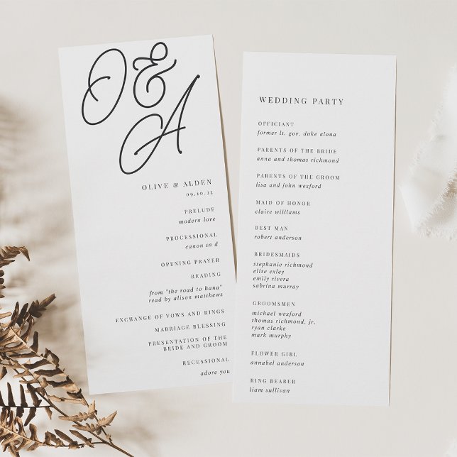 Ash | Script Watermark Monogram Wedding Programme (Creator Uploaded)