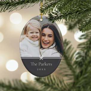 Ash   Simple Minimal Bow Photo Ceramic Tree Decoration