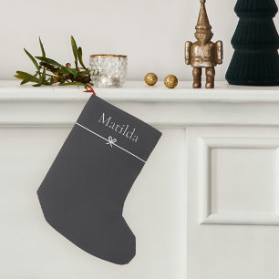 Ash   Simple Minimalist Bow Personalised Small Christmas Stocking