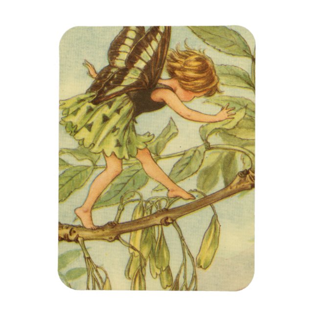 Ash Tree Fairy Walking on Branch Magnet (Vertical)