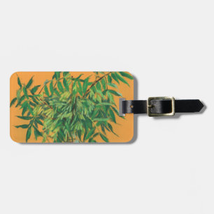 Ash-tree, green yellow summer greenery floral art luggage tag