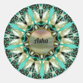 ASHA ~ Bright Abstract Pattern ~ Personalized Classic Round Sticker