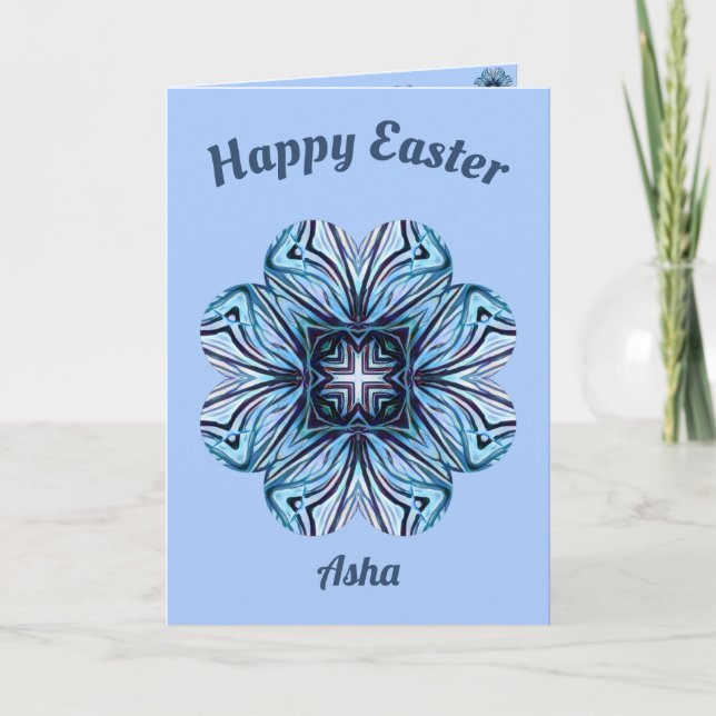 ASHA ~ Easter card ~ Shades of Blue and White (Front)