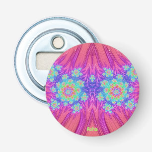 ASHA ~ Pink Coral Blue and Green 3D Fractal ~ Bottle Opener